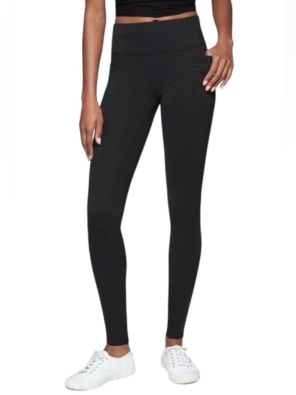Athleta Metro High Rise Leggings Black Pocket Yoga Pants Medium